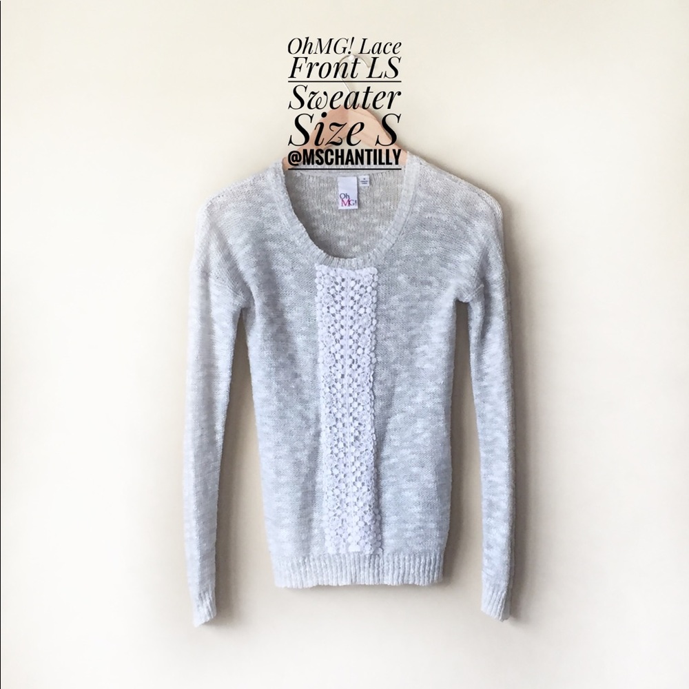 OhMG! Lace Front LS Sweater Size S